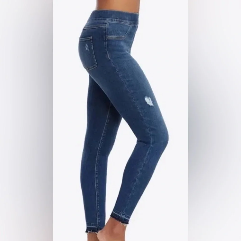 SPANX Distressed Ankle Skinny Jeans High-Rise Tummy Shaping